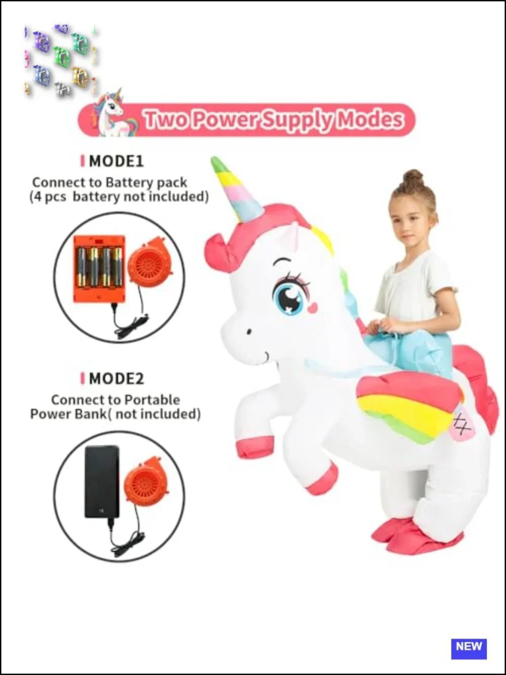 Kids Inflatable Unicorn Costume Halloween Ride On
